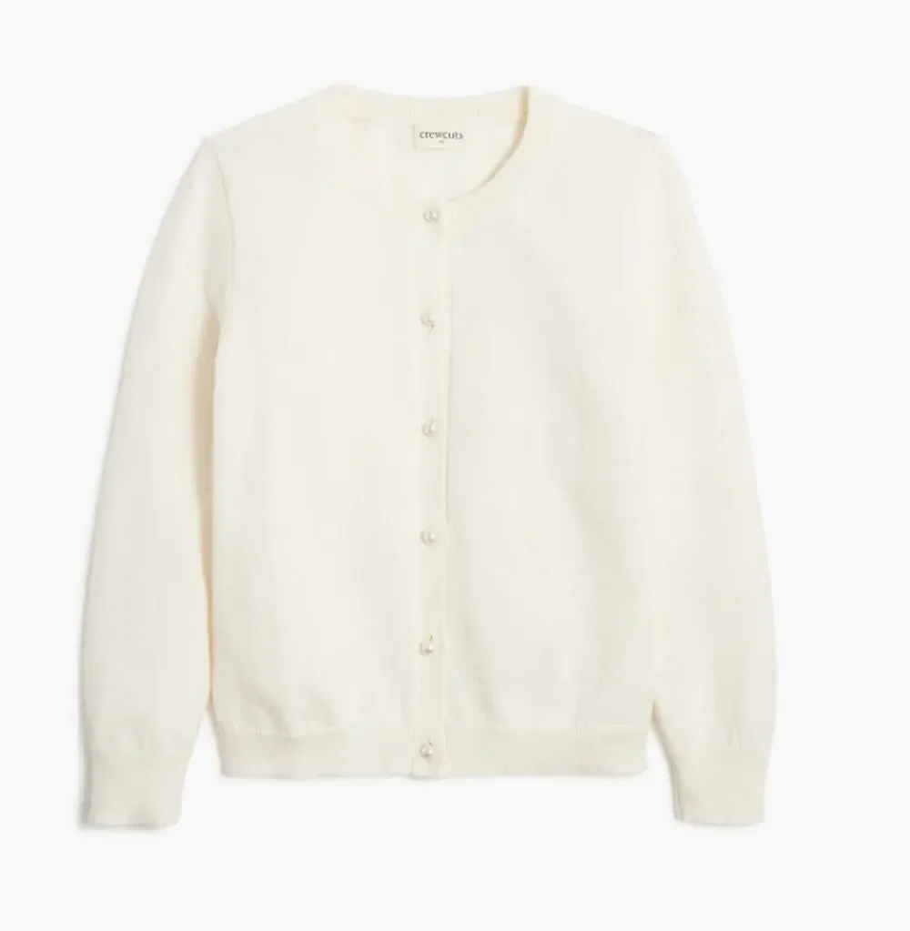 Crewcuts By J.Crew Pearl Button Casey Cardigan Girls XL Cream Crew Neck Sweater